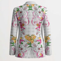 Hawaii Palaka Blazer White Tribal Pattern With Tropical Flowers LT05 - Polynesian Pride