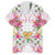Hawaii Palaka Family Matching Off The Shoulder Long Sleeve Dress and Hawaiian Shirt White Tribal Pattern With Tropical Flowers - Polynesian Pride
