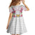 Hawaii Palaka Family Matching Off Shoulder Maxi Dress and Hawaiian Shirt White Tribal Pattern With Tropical Flowers - Polynesian Pride