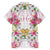 Hawaii Palaka Family Matching Tank Maxi Dress and Hawaiian Shirt White Tribal Pattern With Tropical Flowers - Polynesian Pride
