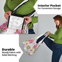 Hawaii Palaka Grocery Bag White Tribal Pattern With Tropical Flowers - Polynesian Pride