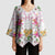 Hawaii Palaka Kimono Sleeve Blouse White Tribal Pattern With Tropical Flowers - Polynesian Pride
