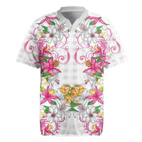 Hawaii Palaka Rugby Jersey White Tribal Pattern With Tropical Flowers LT05 White - Polynesian Pride