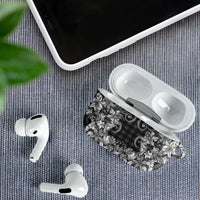 Hawaii Palaka AirPods Case Black Tribal Pattern With Tropical Flowers LT05 - Polynesian Pride