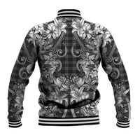 Hawaii Palaka Baseball Jacket Black Tribal Pattern With Tropical Flowers LT05 - Polynesian Pride