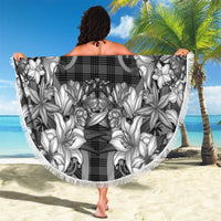 Hawaii Palaka Beach Blanket Black Tribal Pattern With Tropical Flowers LT05 - Polynesian Pride