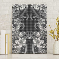Hawaii Palaka Canvas Wall Art Black Tribal Pattern With Tropical Flowers LT05 Without Frame Black - Polynesian Pride