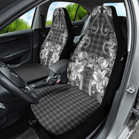 Hawaii Palaka Car Seat Cover Black Tribal Pattern With Tropical Flowers - Polynesian Pride