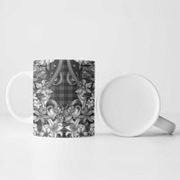 Hawaii Palaka Ceramic Mug Black Tribal Pattern With Tropical Flowers LT05 - Polynesian Pride