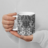 Hawaii Palaka Ceramic Mug Black Tribal Pattern With Tropical Flowers LT05 - Polynesian Pride