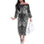 Hawaii Palaka Family Matching Off The Shoulder Long Sleeve Dress and Hawaiian Shirt Black Tribal Pattern With Tropical Flowers - Polynesian Pride