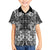 Hawaii Palaka Family Matching Off The Shoulder Long Sleeve Dress and Hawaiian Shirt Black Tribal Pattern With Tropical Flowers - Polynesian Pride