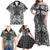 Hawaii Palaka Family Matching Off Shoulder Maxi Dress and Hawaiian Shirt Black Tribal Pattern With Tropical Flowers - Polynesian Pride