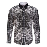 Hawaii Palaka Family Matching Off Shoulder Maxi Dress and Hawaiian Shirt Black Tribal Pattern With Tropical Flowers - Polynesian Pride