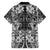 Hawaii Palaka Family Matching Off Shoulder Short Dress and Hawaiian Shirt Black Tribal Pattern With Tropical Flowers - Polynesian Pride
