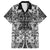 Hawaii Palaka Family Matching Short Sleeve Bodycon Dress and Hawaiian Shirt Black Tribal Pattern With Tropical Flowers - Polynesian Pride