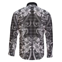 Hawaii Palaka Family Matching Short Sleeve Bodycon Dress and Hawaiian Shirt Black Tribal Pattern With Tropical Flowers - Polynesian Pride