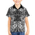 Hawaii Palaka Family Matching Short Sleeve Bodycon Dress and Hawaiian Shirt Black Tribal Pattern With Tropical Flowers - Polynesian Pride
