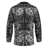 Hawaii Palaka Hockey Jersey Black Tribal Pattern With Tropical Flowers LT05 - Polynesian Pride