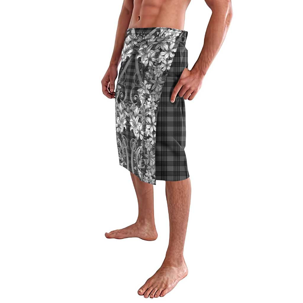 Hawaii Palaka Lavalava Black Tribal Pattern With Tropical Flowers - Polynesian Pride