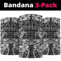 Hawaii Palaka Neck Gaiter Black Tribal Pattern With Tropical Flowers - Polynesian Pride