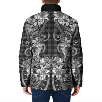 Hawaii Palaka Padded Jacket Black Tribal Pattern With Tropical Flowers LT05 - Polynesian Pride
