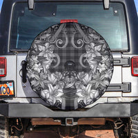 Hawaii Palaka Spare Tire Cover Black Tribal Pattern With Tropical Flowers - Polynesian Pride