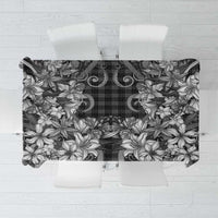 Hawaii Palaka Tablecloth Black Tribal Pattern With Tropical Flowers - Polynesian Pride