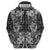 Hawaii Palaka Zip Hoodie Black Tribal Pattern With Tropical Flowers - Polynesian Pride