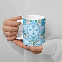 Hawaii Cyan Palaka Ceramic Mug With Tapa Pattern Tropical Flowers LT05 - Polynesian Pride