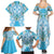 Hawaii Cyan Palaka Family Matching Summer Maxi Dress and Hawaiian Shirt With Tapa Pattern Tropical Flowers - Polynesian Pride