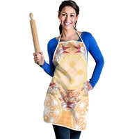 Hawaii Peach Palaka Apron With Tapa Pattern Tropical Flowers LT05 - Polynesian Pride