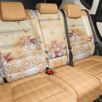 Hawaii Peach Palaka Back Car Seat Cover With Tapa Pattern Tropical Flowers - Polynesian Pride