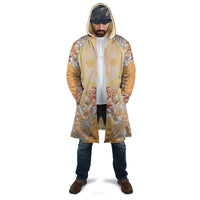 Hawaii Peach Palaka Cloak With Tapa Pattern Tropical Flowers - Polynesian Pride