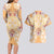 Hawaii Peach Palaka Couples Matching Long Sleeve Bodycon Dress and Hawaiian Shirt With Tapa Pattern Tropical Flowers - Polynesian Pride