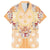 Hawaii Peach Palaka Family Matching Off The Shoulder Long Sleeve Dress and Hawaiian Shirt With Tapa Pattern Tropical Flowers - Polynesian Pride