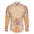 Hawaii Peach Palaka Family Matching Off Shoulder Short Dress and Hawaiian Shirt With Tapa Pattern Tropical Flowers - Polynesian Pride