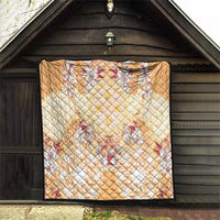 Hawaii Peach Palaka Quilt With Tapa Pattern Tropical Flowers - Polynesian Pride