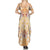 Hawaii Peach Palaka Summer Maxi Dress With Tapa Pattern Tropical Flowers - Polynesian Pride