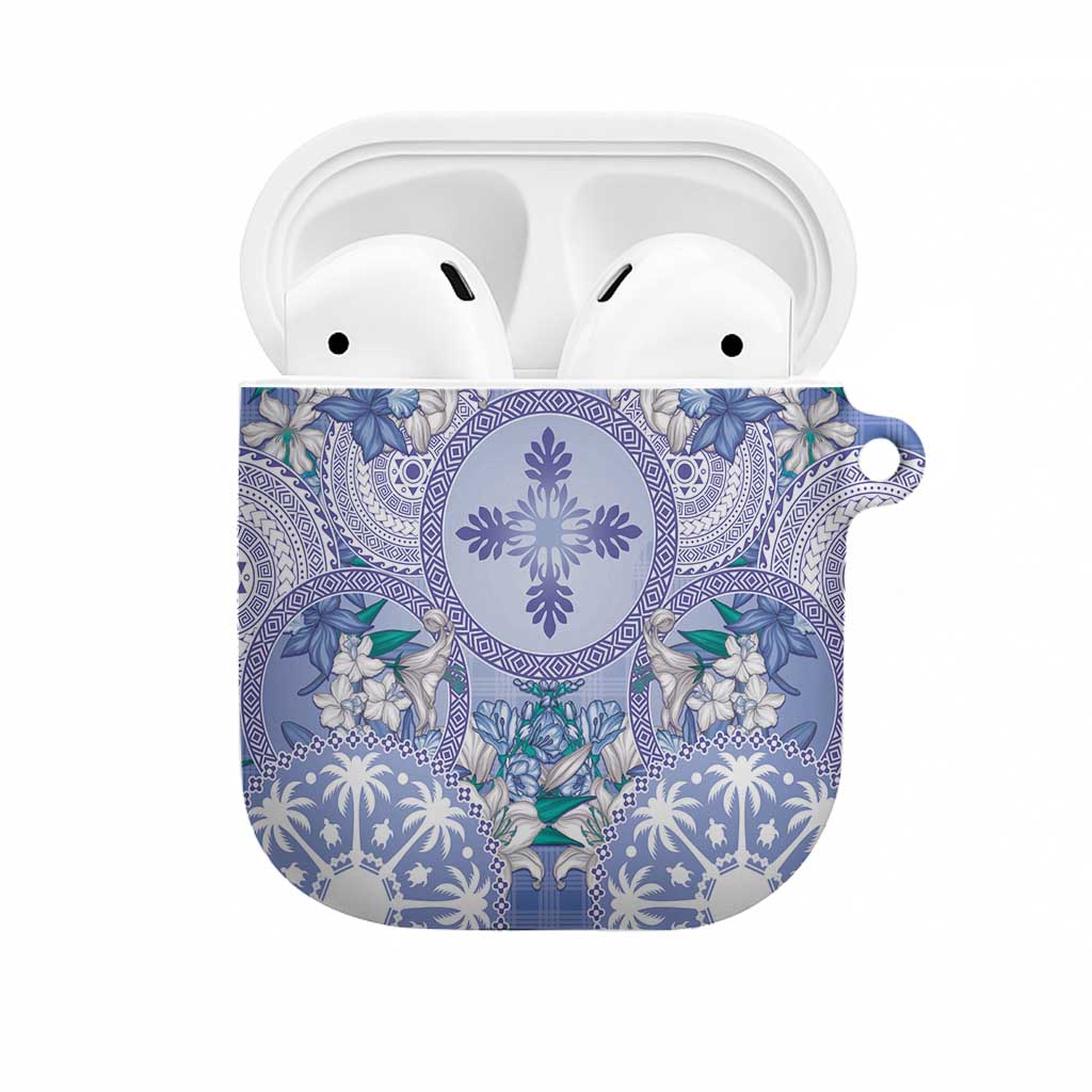 Hawaii Violet Palaka AirPods Case With Tapa Pattern Tropical Flowers LT05 Violet - Polynesian Pride