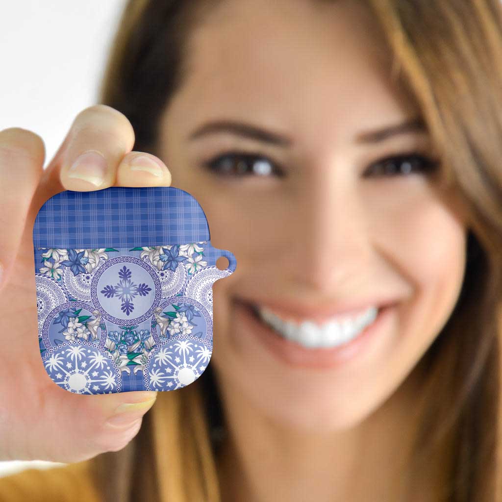 Hawaii Violet Palaka AirPods Case With Tapa Pattern Tropical Flowers LT05 - Polynesian Pride