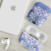 Hawaii Violet Palaka AirPods Case With Tapa Pattern Tropical Flowers LT05 - Polynesian Pride