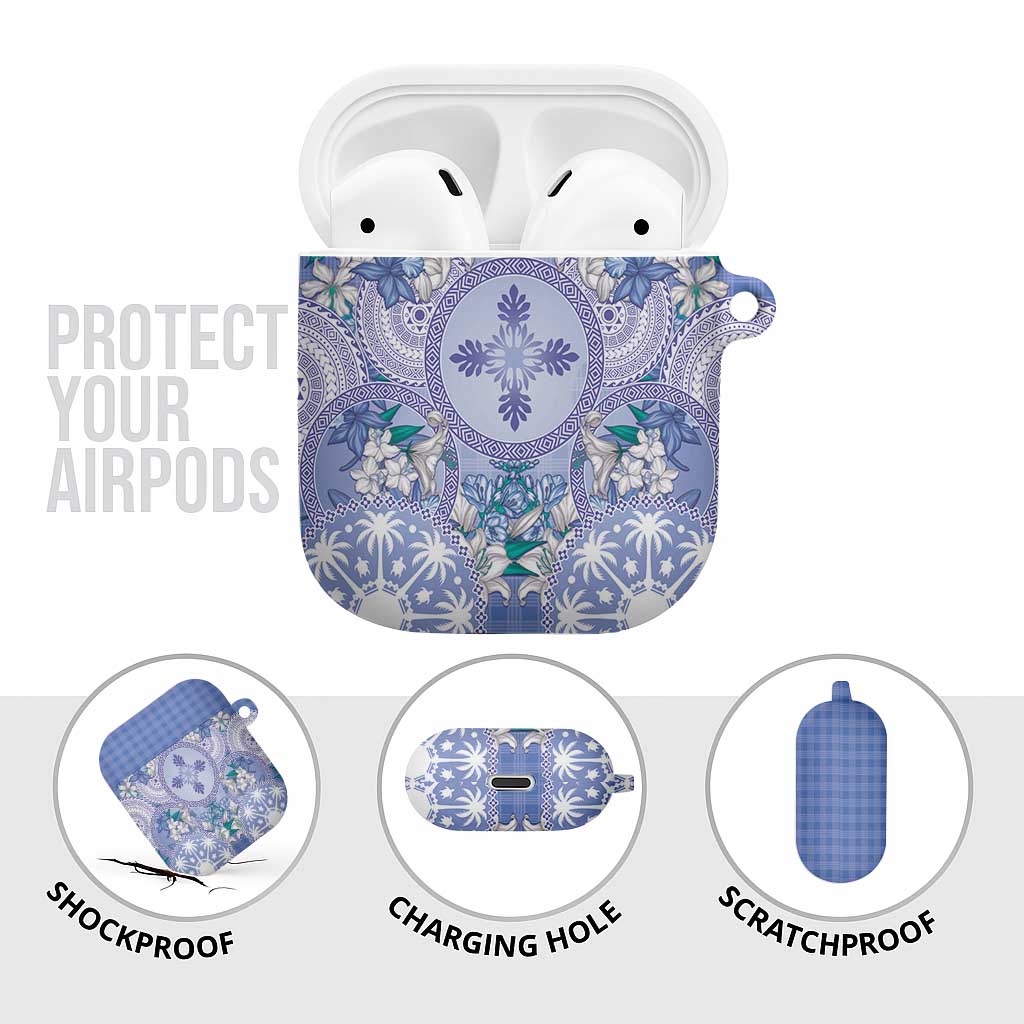 Hawaii Violet Palaka AirPods Case With Tapa Pattern Tropical Flowers LT05 - Polynesian Pride