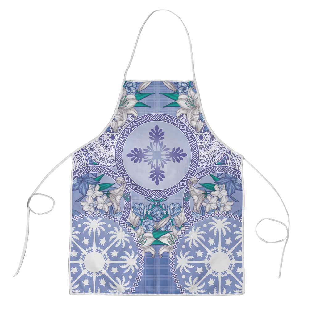 Hawaii Violet Palaka Apron With Tapa Pattern Tropical Flowers LT05 Violet - Polynesian Pride
