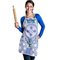 Hawaii Violet Palaka Apron With Tapa Pattern Tropical Flowers LT05 - Polynesian Pride
