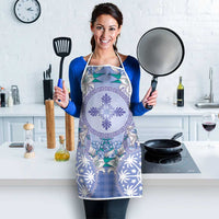 Hawaii Violet Palaka Apron With Tapa Pattern Tropical Flowers LT05 - Polynesian Pride