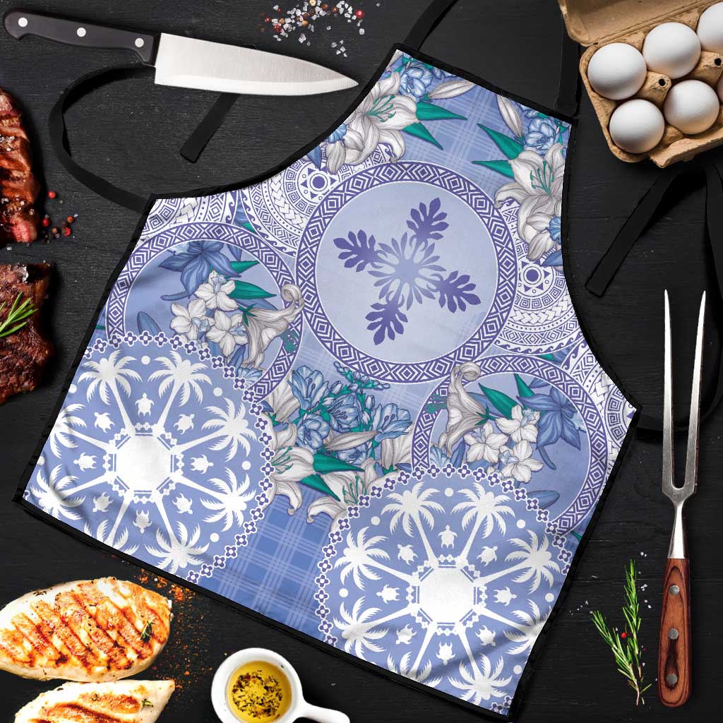 Hawaii Violet Palaka Apron With Tapa Pattern Tropical Flowers LT05 Violet - Polynesian Pride