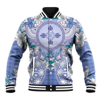 Hawaii Violet Palaka Baseball Jacket With Tapa Pattern Tropical Flowers LT05 Unisex Violet - Polynesian Pride