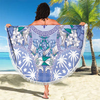 Hawaii Violet Palaka Beach Blanket With Tapa Pattern Tropical Flowers LT05 - Polynesian Pride