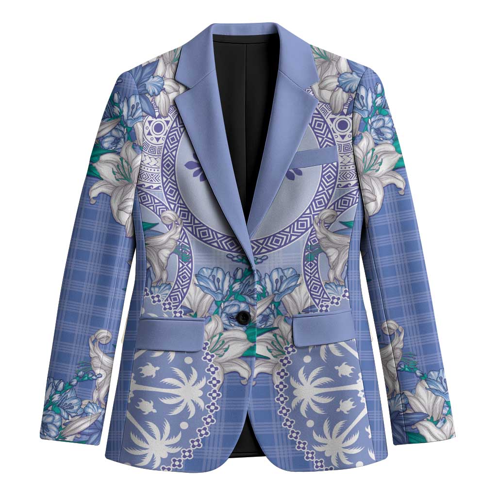 Hawaii Violet Palaka Blazer With Tapa Pattern Tropical Flowers LT05 Unisex Violet - Polynesian Pride